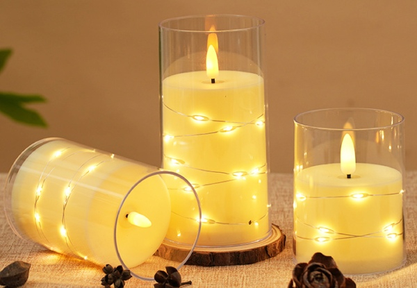 Three-Pieces Flameless LED Candle Lights Set - Available in Three Styles & Options for Two-Set