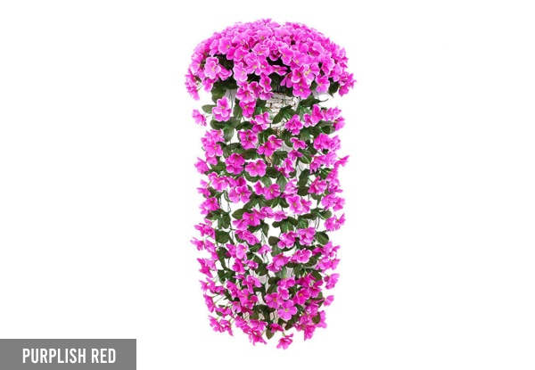 Two-Pack Hanging Artificial Violet Ivy Flowers - Available in Two Colours & Option for Four-Pack