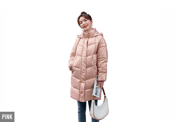 Women's Winter Long-Hooded Padded Coat - Available in Five Colours & Three Sizes