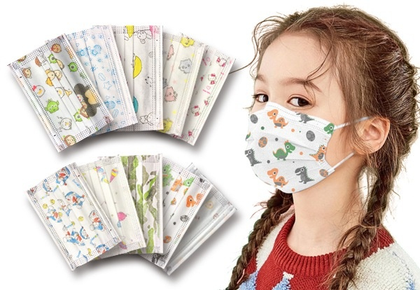 10-Pack of Techno TotalSafe Printed Face Masks for Kids - Option for 30-Pack or 50-Pack