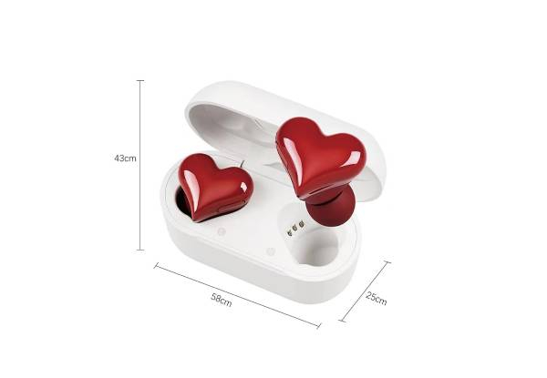 Wireless Bluetooth Heart Earphones - Three Colours Available