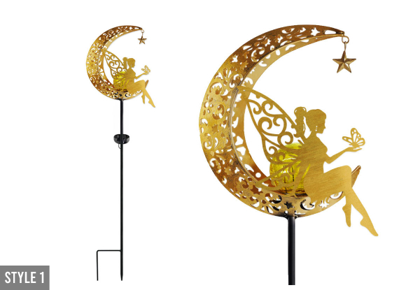 Iron Solar Garden Fairy Figurine Light Stake - Two Styles Available