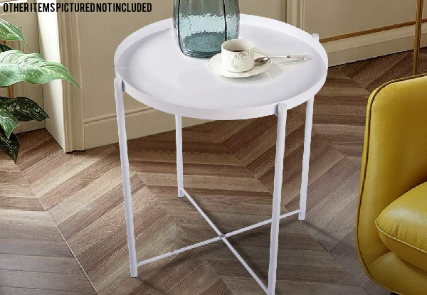 Minimalist Metal Round Tray Side Table - Two Colours Available