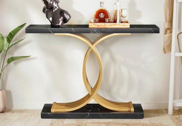 Hall Console Table with Faux Marble Top