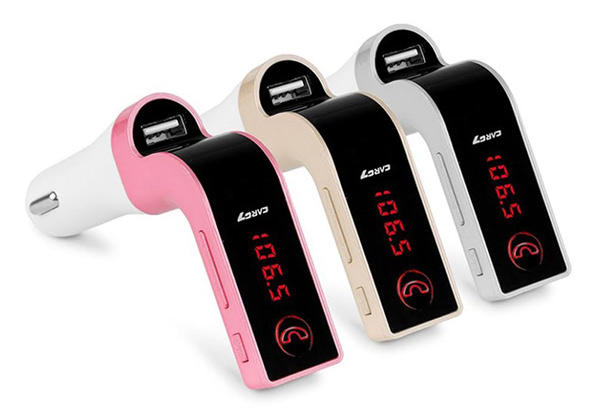 Bluetooth Car FM Transmitter with Cable - Three Colours Available with Free Metro Delivery