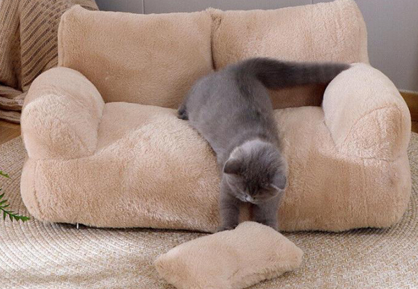 Pet Fluffy Couch Bed - Available in Two Colours & Three Sizes