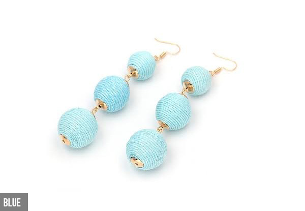 Pom Pom Drop Earrings - Five Colours Available with Free Delivery
