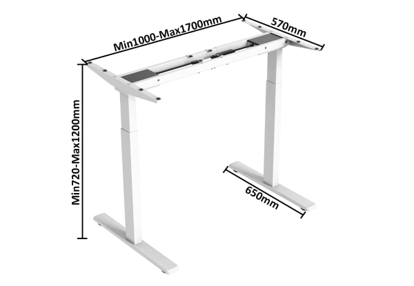 Adjustable Height Desk Frame Dual Motors - Available in Two Colours