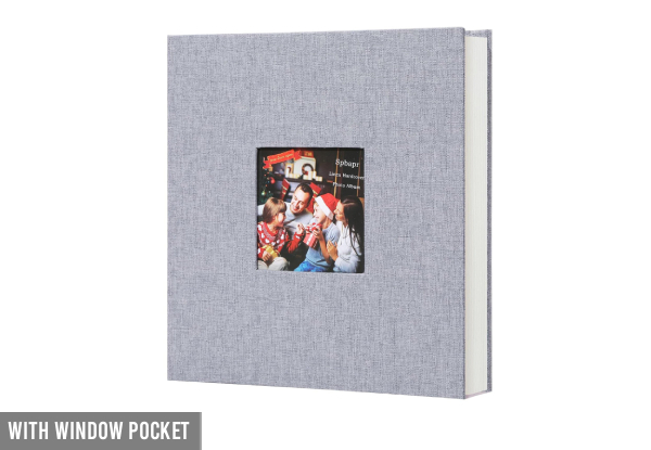 Self-Adhesive 80-Page Linen Photo Album - Option with Window Pocket