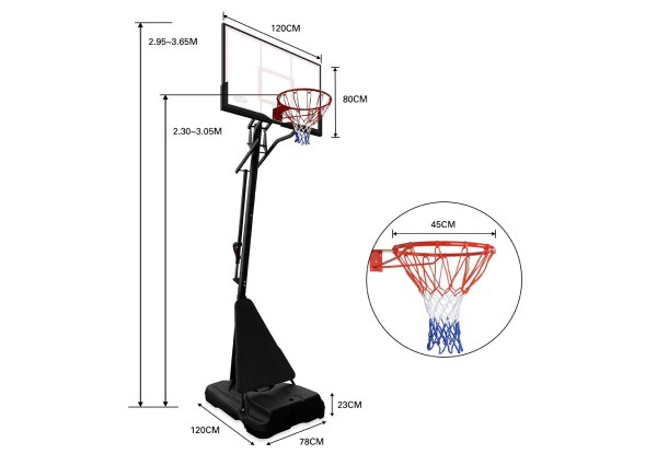 Genki Adjustable & Portable 2.3-3.05m Basketball Hoop Stand