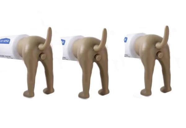 Three-Piece Pooping Dog Toothpaste Topper