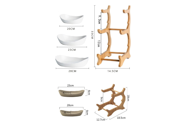 Bamboo & Ceramic Snack Platter - Available in Two Colours & Two Sizes