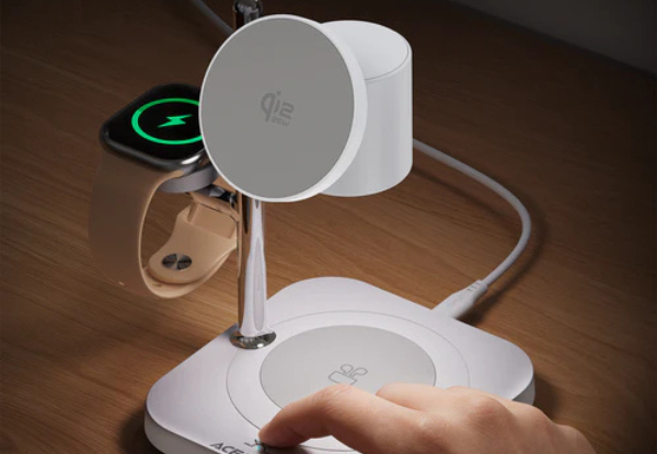 Acefast 32.5W Qi2 Premium 3-in-1 Magnetic Wireless Charger with Night Ambient Light