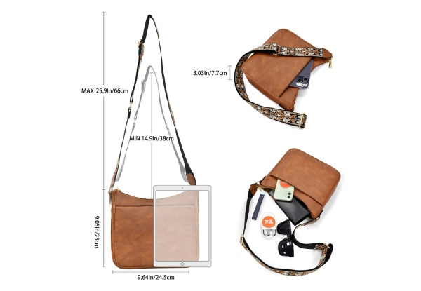 Women's Leather Crossbody Bag - Available in Three Colours & Option for Two-Pack