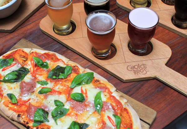 Craft Beer Tasting Paddles with Pizza & Fries for Two People - Options for up to Six People Available