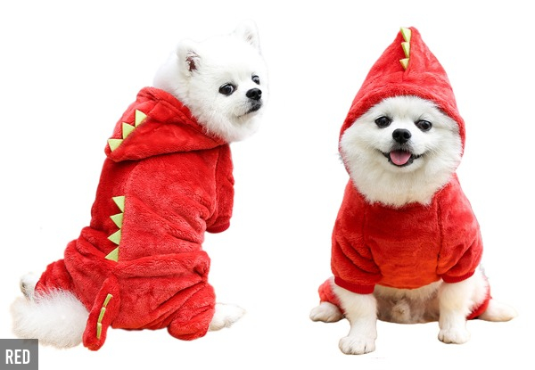 Pet Winter Coral Fleece Dinosaur Outfit -  Six Sizes & Two Colours Available