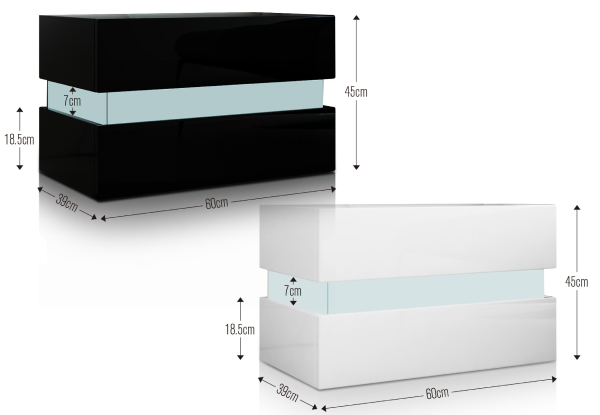 Two Drawer Bedside Table Cabinet - Two Colours Available