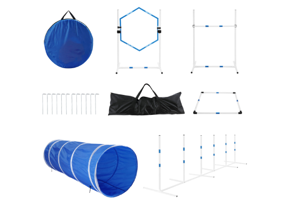 Petscene Seven-Piece Dog Obstacle Course Equipment Set incl. Carry Bag