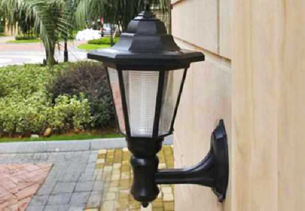 Outdoor Solar Power LED Light with Wall Mount & Ground Pole
