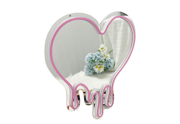 Dimmable LED Melting Heart Neon Mirror Night Light