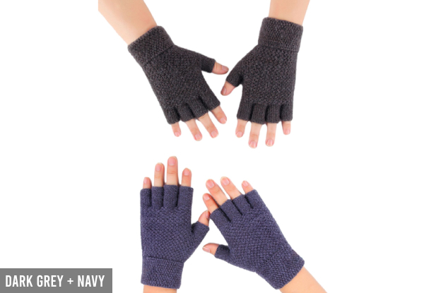 Knitted Fingerless Gloves - Four Colours & Option for Two-Pack Available