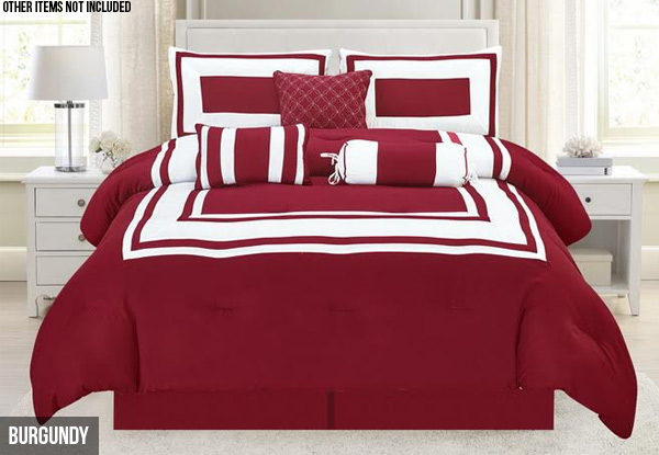 Seven-Piece Solid Colour Comforter Sets - Three Sizes & Colours Available