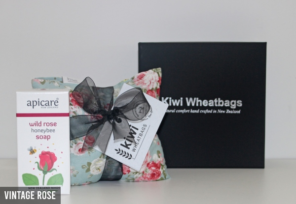 Wild Rose Gift Pack. incl Kiwi Wheat Bag & Wild Rose Soap - Six Options Available