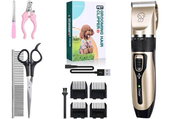 11-Piece Low Noise Wireless Dog Grooming Set