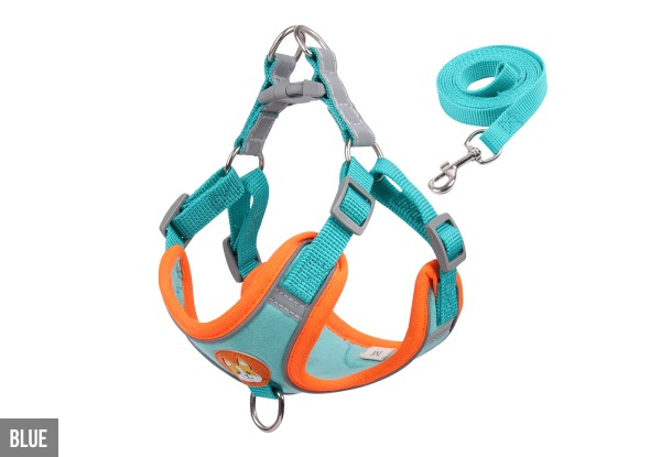 Reflective Dog Harness with Leash - Six Colours & Four Sizes Available