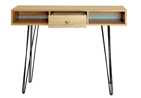 Single Drawer Wooden Desk Table with Hairpin Legs