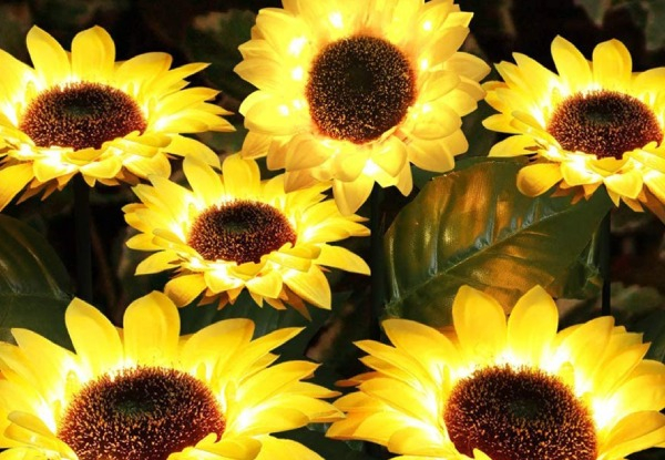 Two-Pack Solar-Powered Sunflower Garden Lights - Option Four or Six-Pack