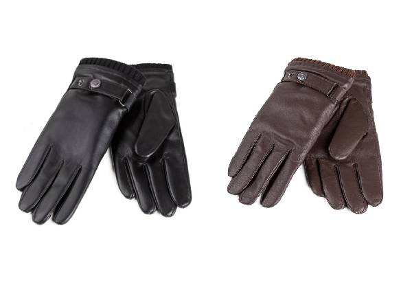 Mens Silver Stud Tab Glove Touch Screen - Two Colours & Four Sizes Available