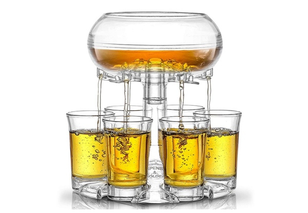 Beverage Dispenser with Six Shot Glass - Option for Two-Sets