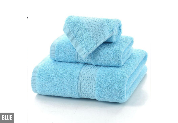 Three-Piece Set of Thick Cotton Towels - Eight Colours Available