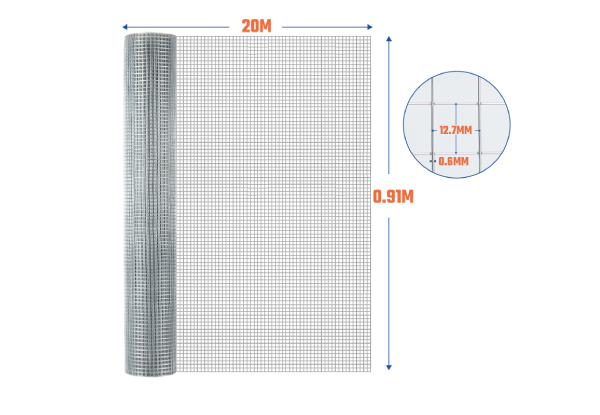 Galvanised 20m Welded Wire Mesh Fence Roll