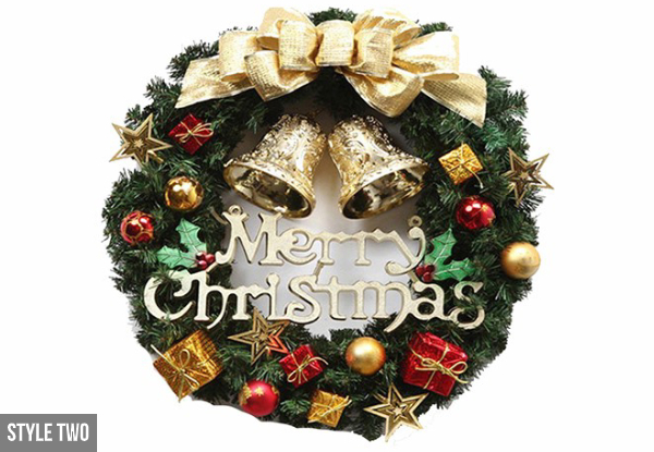 Christmas Wreath Home Decoration - Four Styles Available & Option for Two with Free Delivery