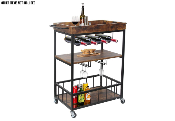Serving Trolley with Removable Top Tray