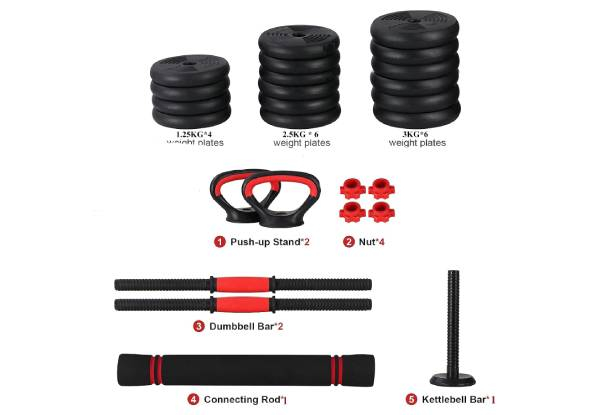 Four-in-One Adjustable 40kg Dumbbell Set