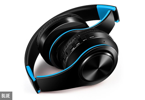 Folding Bluetooth Wireless Headphones with SD Card Support & Microphone - Two Colours Available