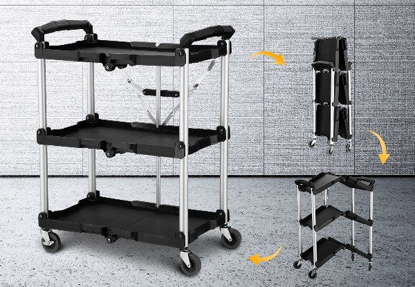 Three-Tier Kitchen Folding Trolley Cart