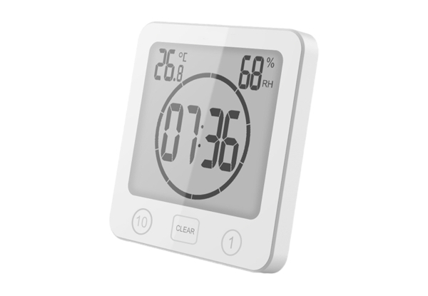 Digital Bathroom Shower Clock with Temperature & Humidity Gauge - Available in Three Colours & Option for Two-Pack