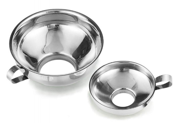 Kitchen Wide Mouth Stainless Steel Funnel - Two Sizes Available