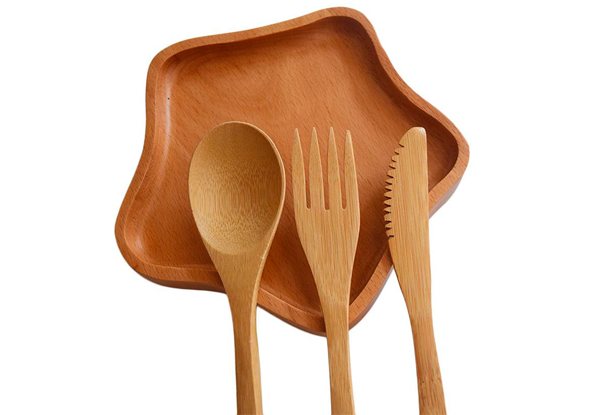 Three-Piece Bamboo Wooden Cutlery Set
