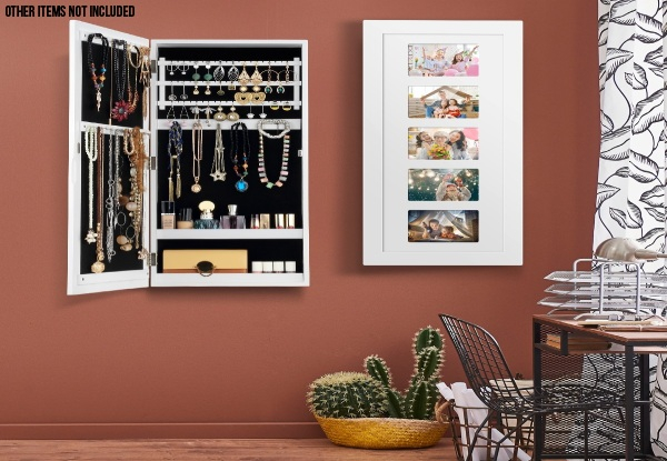 Wall Hanging Jewellery Cabinet Organiser with Photo Frames