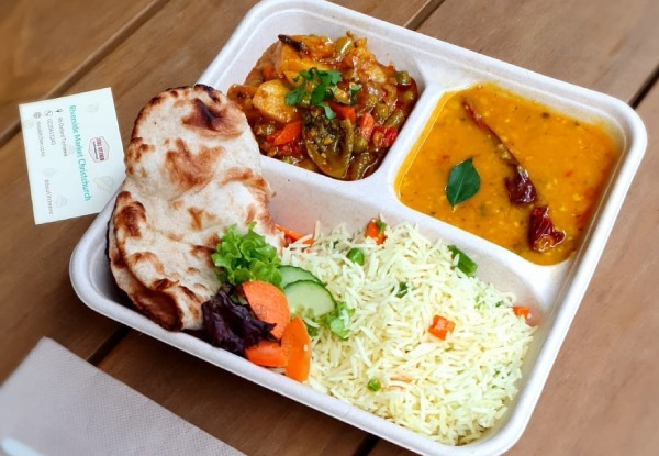 Curry Lunch Box incl. Curry, Rice, Naan & Salad - Option for up to Three Curries & Vegan Curries Available