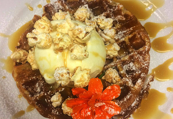 Two Waffles from the New Waffle Range incl. Vanilla Ice Cream - Three Flavours Available