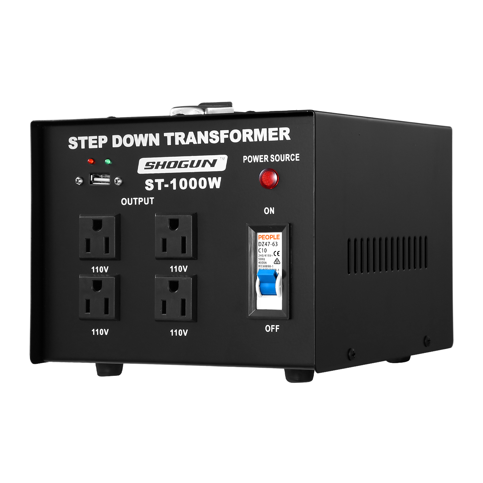 Step Down 1000W 240V-110V Transformer AU to US with Four AC Output Sockets & 5V USB Port