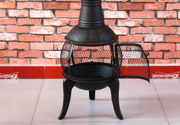 $85 for a Classic Cast Iron Chiminea with Mesh Surround