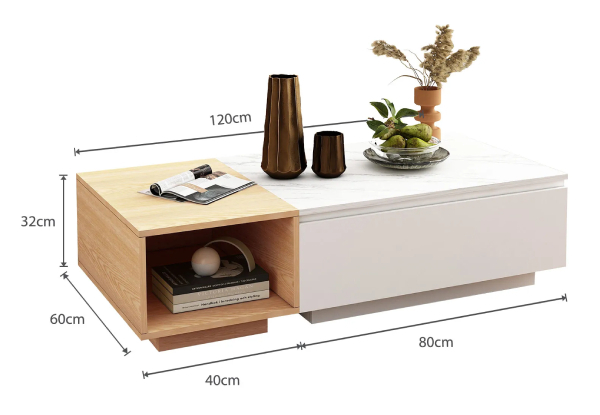 Two-in-One Detachable Marble Coffee Table