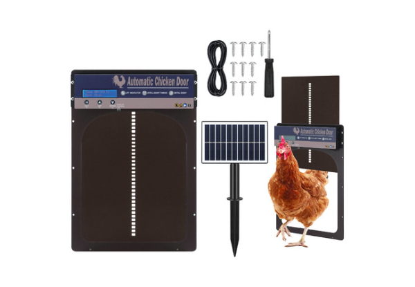 Petscene Solar Powered Auto Chicken Coop Door with Three Charging Ways & Control Modes